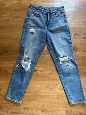 Old Navy Distressed Mid-Blue Boyfriend Jeans